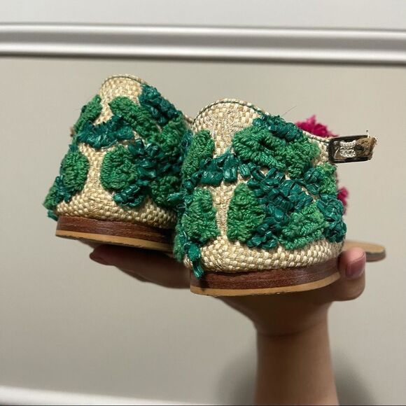 Anthropologie pom pom‎ embroidered sandals size 37 - Picture 6 of 7